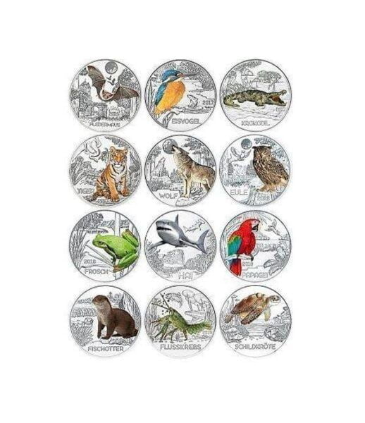 coleccion 12 monedas austria 3 euros tier taler fauna
